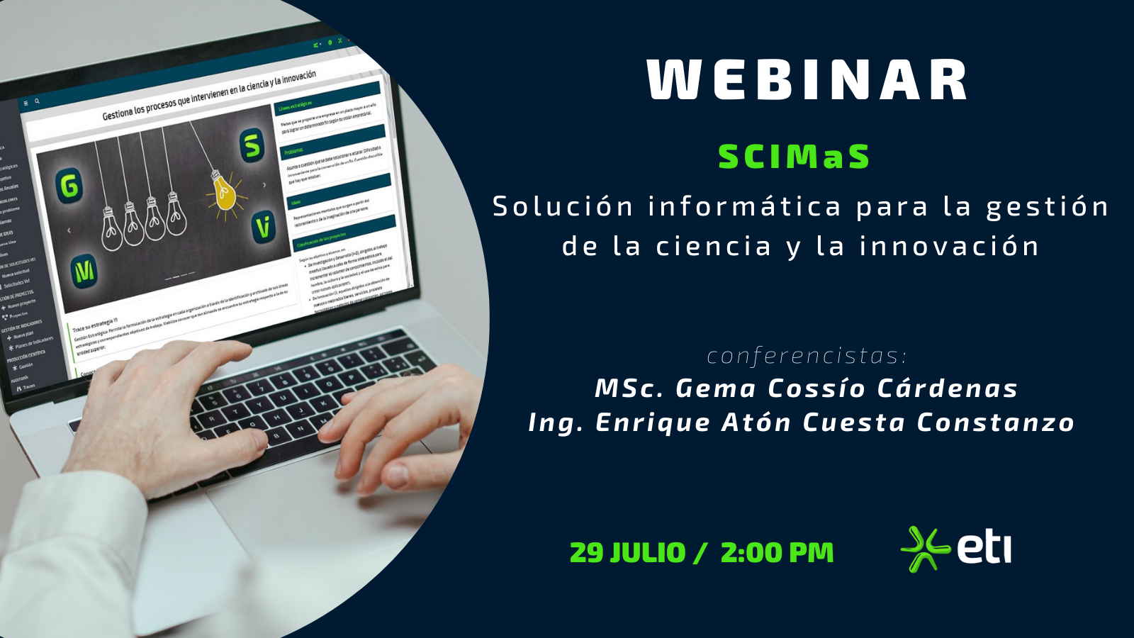 webinar SCIMaS como solución informática para la gestión de la ciencia y la innovación